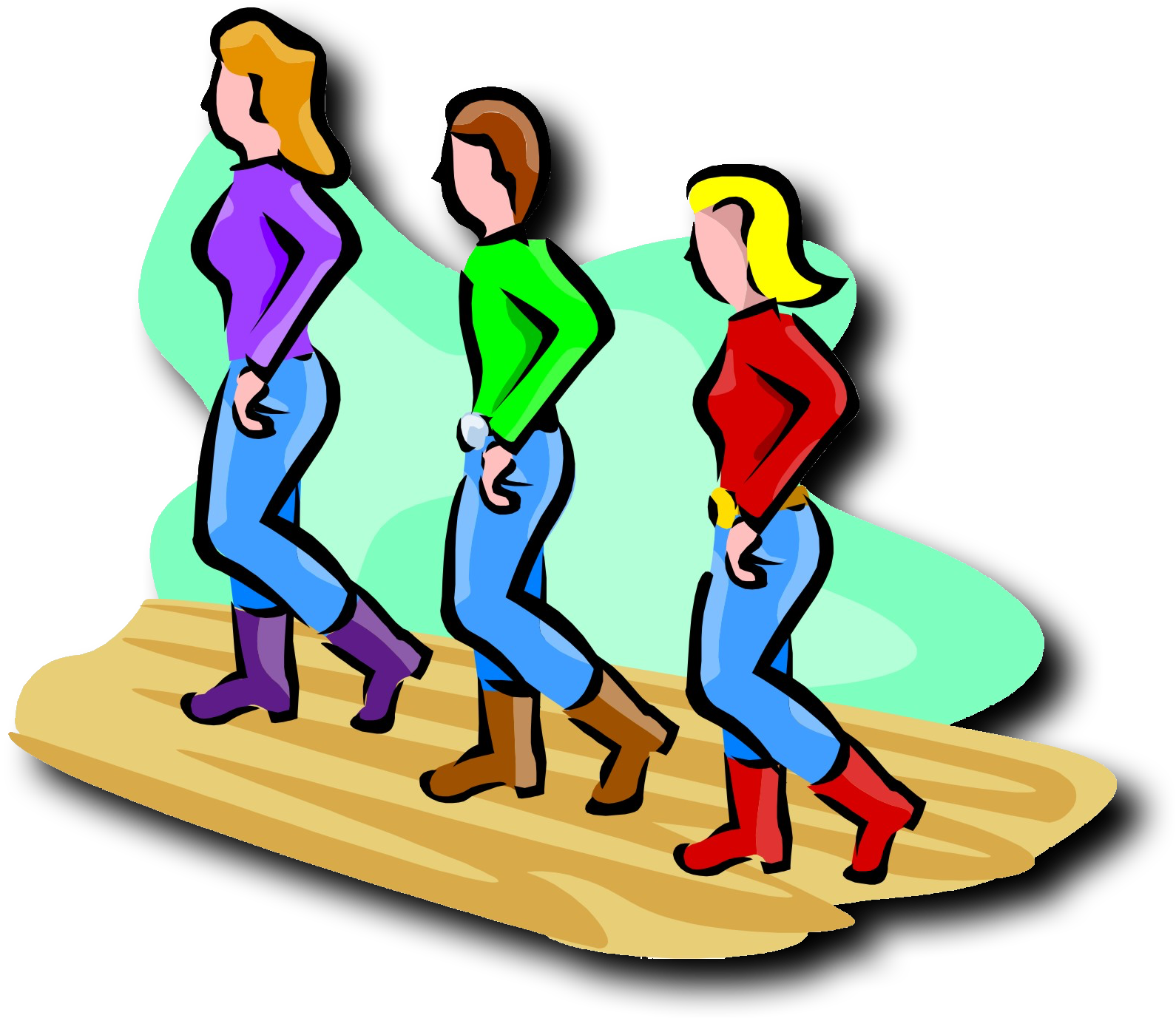 clipart image of 3 line dancers